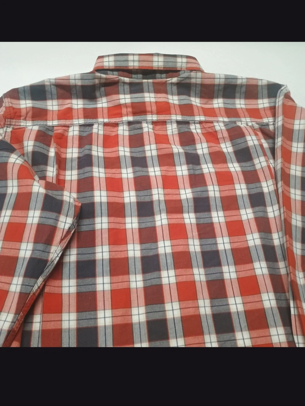 Carhartt Mens 2XL Orange Red and Gray Plaid Button-Down Shirt - Picture 7 of 8